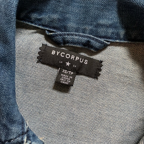 Denim jacket with leather sleeves size XS - Picture 3 of 3